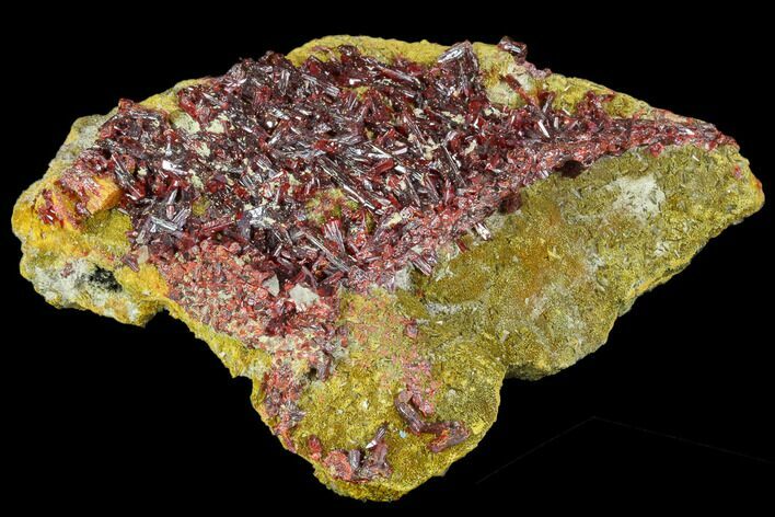 Realgar Crystals on Yellow-Orange Orpiment - Peru #110176